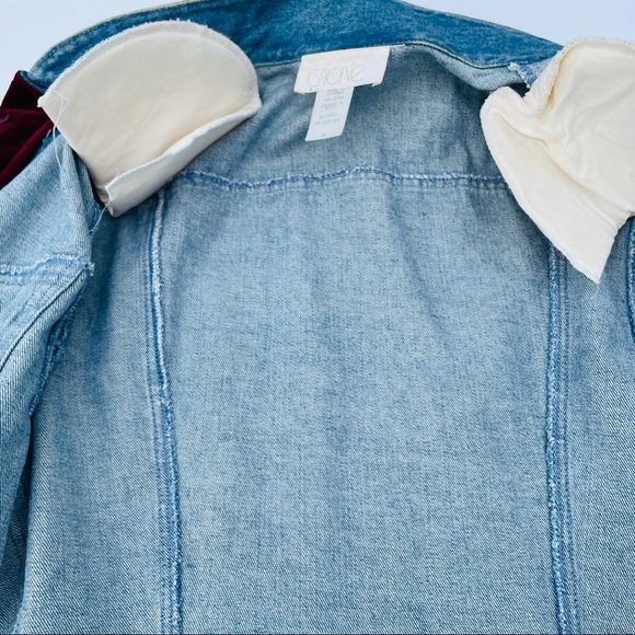 Caché vintage 80s double breasted coin button jean jacket with velvet placket - Picture 15 of 16
